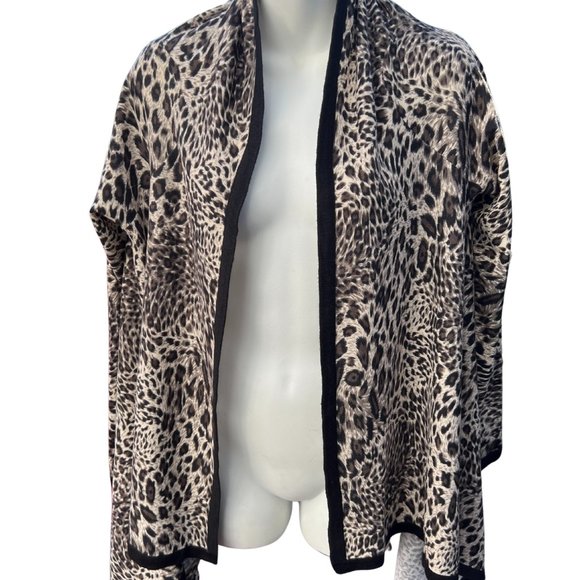 BCBGMaxAzria Long Sleeve Polyester Blend Open Front Cardigan Black & Tan Size M - Picture 5 of 9